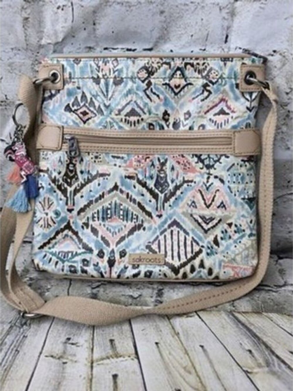 Sakroots Artist Circle Horse Print Crossbody Handbag Purse Coated Canvas